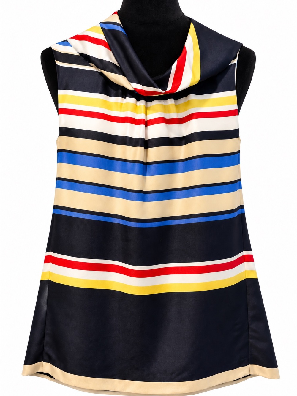 kate spade Navy Striped Cowl Neck Camisole with Red, Yellow, Blue & Cream
